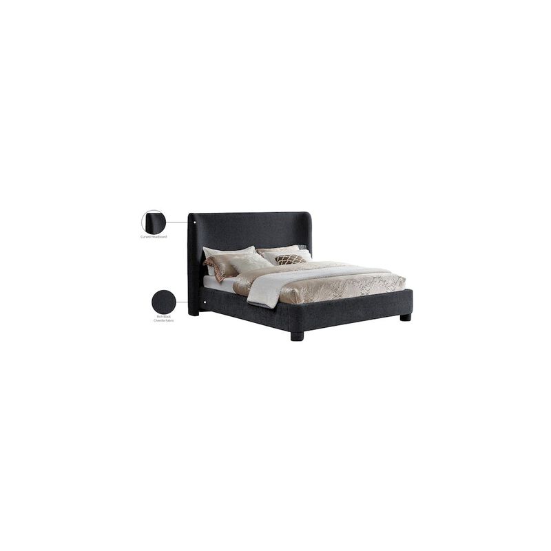 Meridian Furniture Penny Black Chenille Fabric King Bed