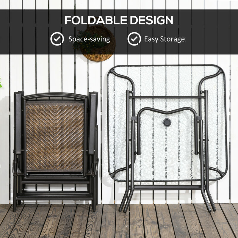Hivvago Foldable Outdoor Wicker Dining Set image number 4