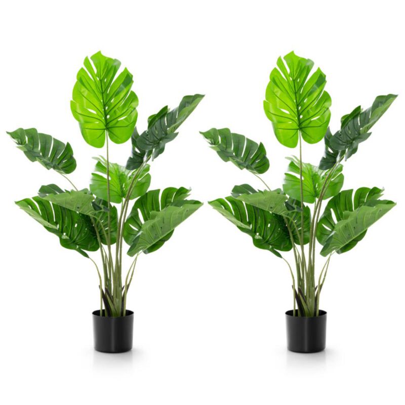 Hivvago 2 Pack Artificial Monstera Deliciosa Tree with 10 Leaves of Different Sizes