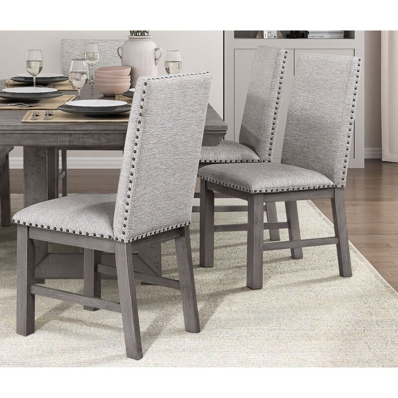 Streamdale Beige Fabric Upholstered Dining Chairs with Gray Wood Frame image number 2