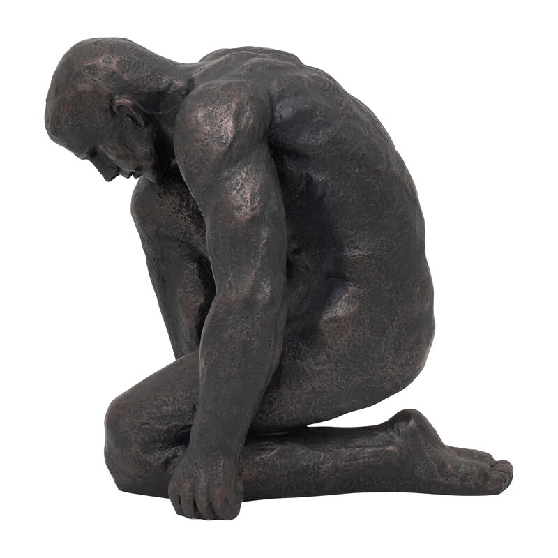 Resin 16"H Kneeling Man, Black image number 0