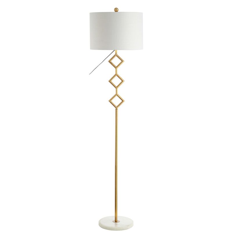 Diamante Modern Gilt Metal with Marble Based LED Floor Lamp