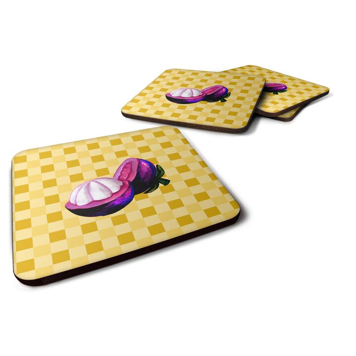 Caroline's Treasures Mangosteen Sliced on Basketweave Decorative coasters, 3.5, Multicolor