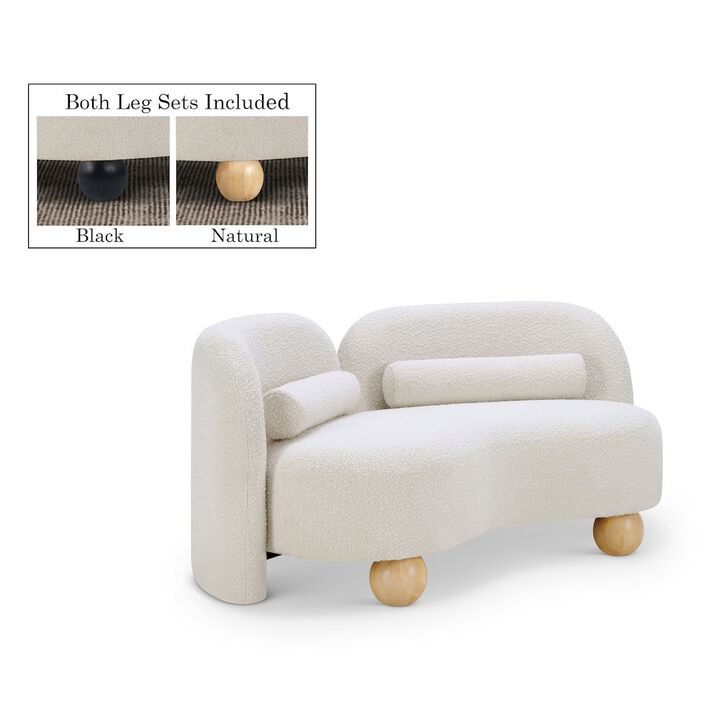 Meridian Furniture Daphne Cream Boucle Fabric Loveseat