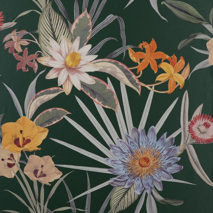 Calista Dark Green Tropical Floral Wallpaper (Set of 2)