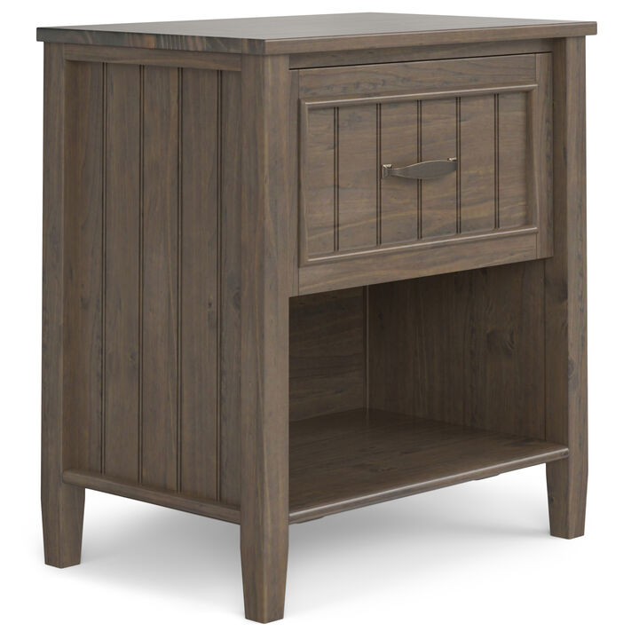 Lev SOLID WOOD 24 inch Wide Transitional Bedside Nightstand Table in Smoky Brown