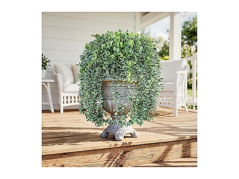 Faux Outdoor Plants Fake Hanging Outdoors Outside Decor 2 Pack White Eucalyptus image number 3