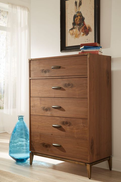 Adler Five Drawer Chest in Natural Walnut
