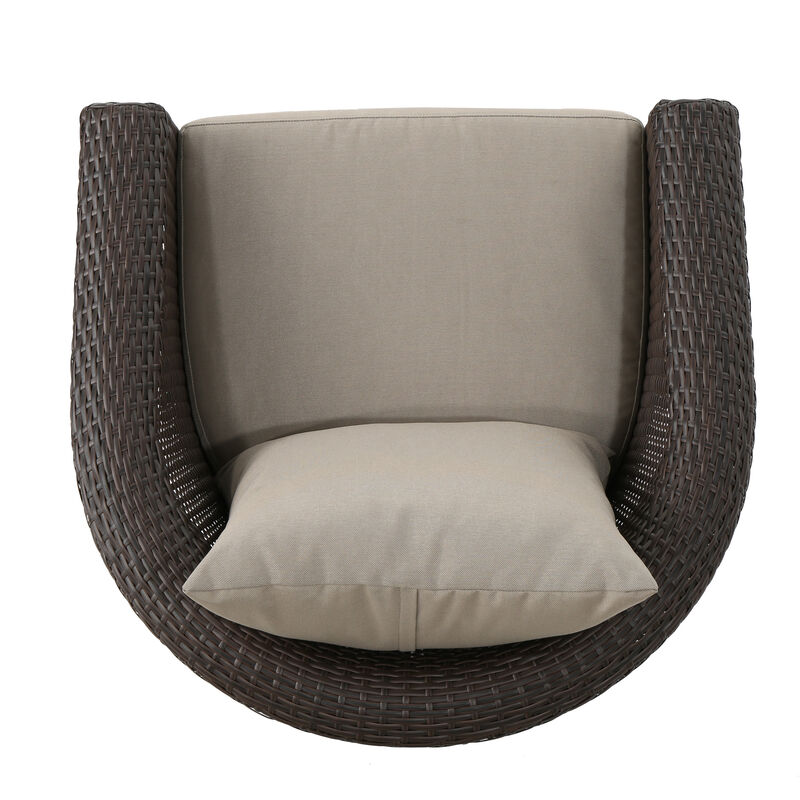 Christopher Knight Home Sima Outdoor Wicker Swivel Club Chair with Cushions image number 6