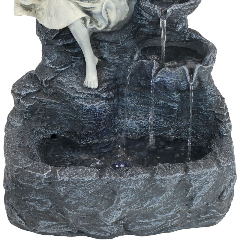 Sunnydaze Angel Falls Solar Water Fountain with Battery/LED Lights - 29 in