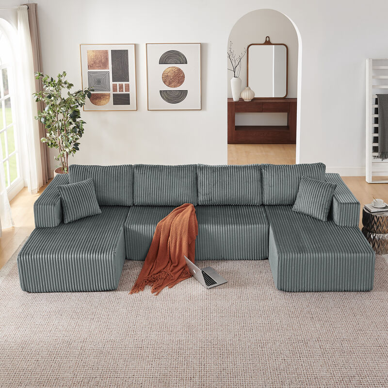 Sudvir 132" U-Shaped Modular Sectional Sofa image number 2