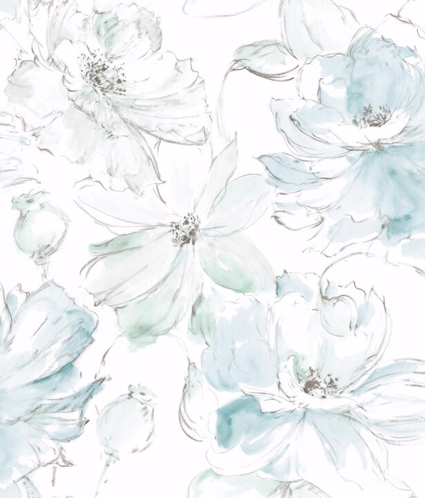 Floral Dreams Mineral Green Peel & Stick Wallpaper (Set of 2)