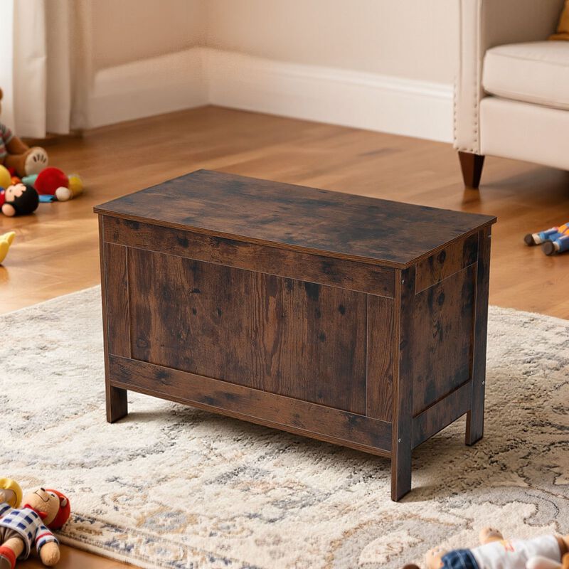 Retro Kids Storage Bench with Hidden Toy Box for Bedroom and Playroom-Brown image number 1