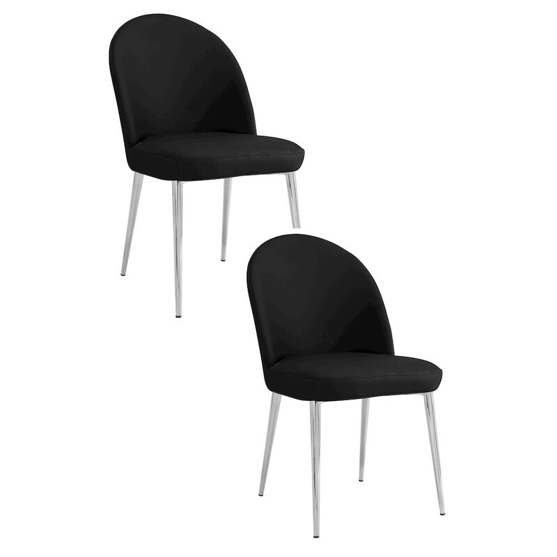 Pangea Home Vera Chair Faux Leather Black - Set Of 2