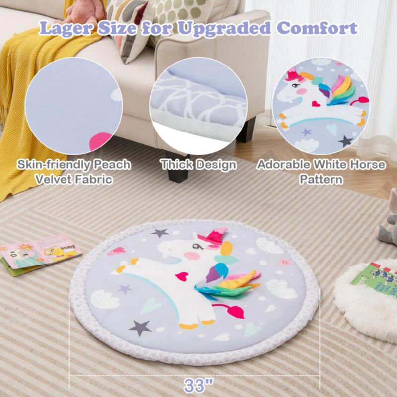 Hivvago Baby Play Gym Mat 7-in-1 Tummy Time Activity Mat with 5 Detachable Toys-Multicolor