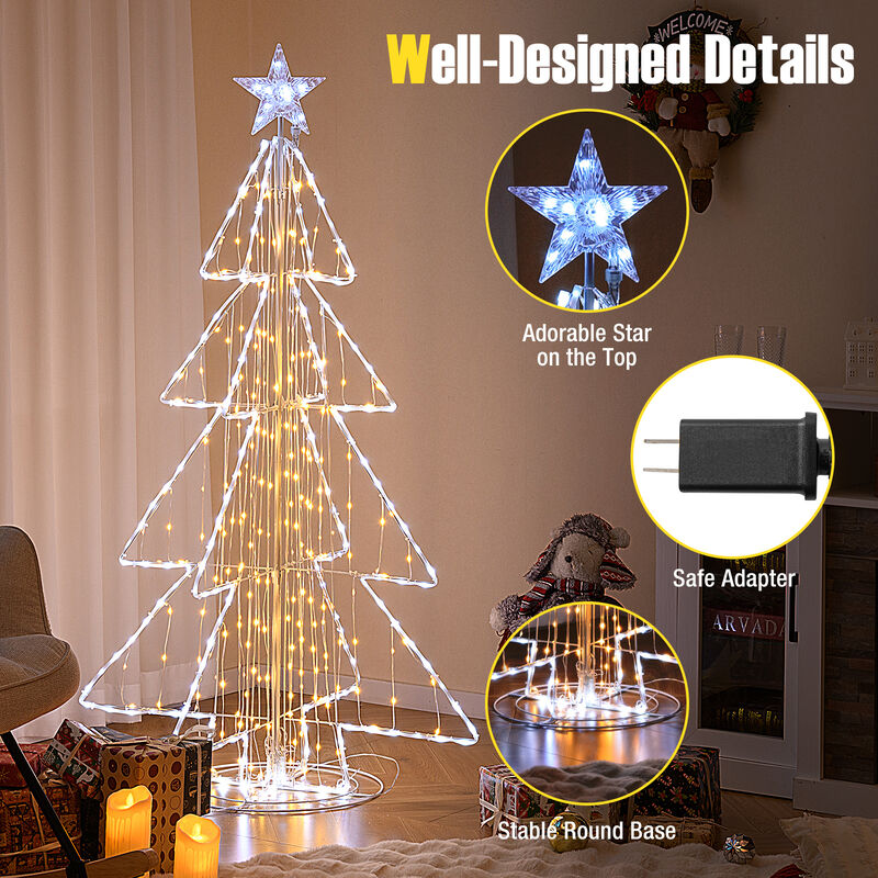 5 Feet Animated Christmas Tree with Warm and Cold LED Lights