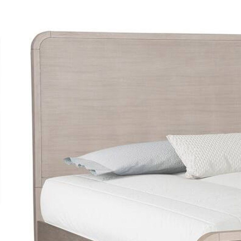 Queen Bedroom Set, Natural Oak Beige Brown Wood, 3 Piece Set with 2 Nightstands image number 4
