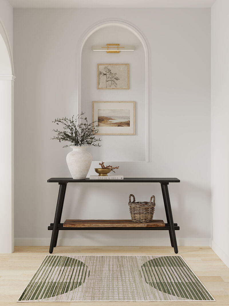 Astra Machine Washable ASW03 Ivory/Olive 3'3" x 5' Rug