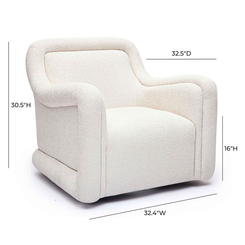 Tov Furniture Charli Cream Basketweave Chenille Swivel Chair image number 2