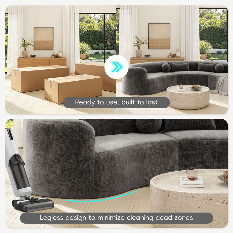 Merax Modular Sectional Sofa with Tool-Free Vacuum Compression, Chenille Fabric image number 6