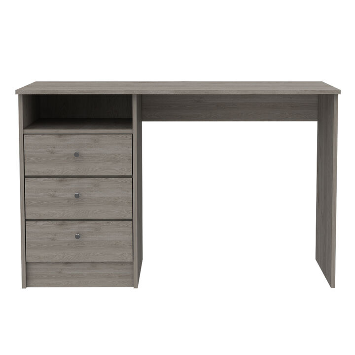 DEPOT E-SHOP Nemocon 3 Drawer Computer Desk With 1-Open Storage Shelf, Light Gray