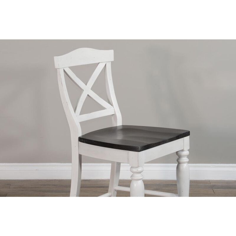 Sunny Designs Counter Carriage House Crossback Chair, Wood Seat