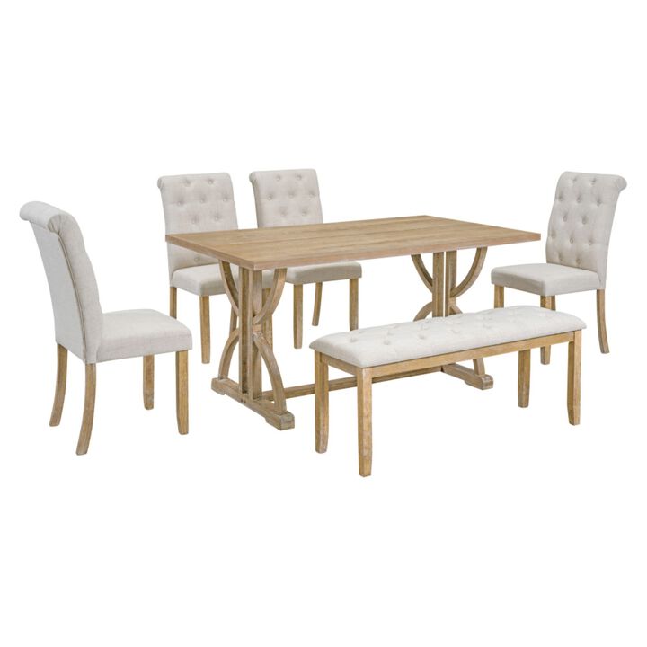 Poxtug Retro Farmhouse Rectangular Dining Set