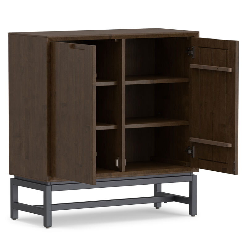 Banting SOLID HARDWOOD 39 inch Wide Modern Industrial Medium Storage Cabinet in Walnut Brown image number 4