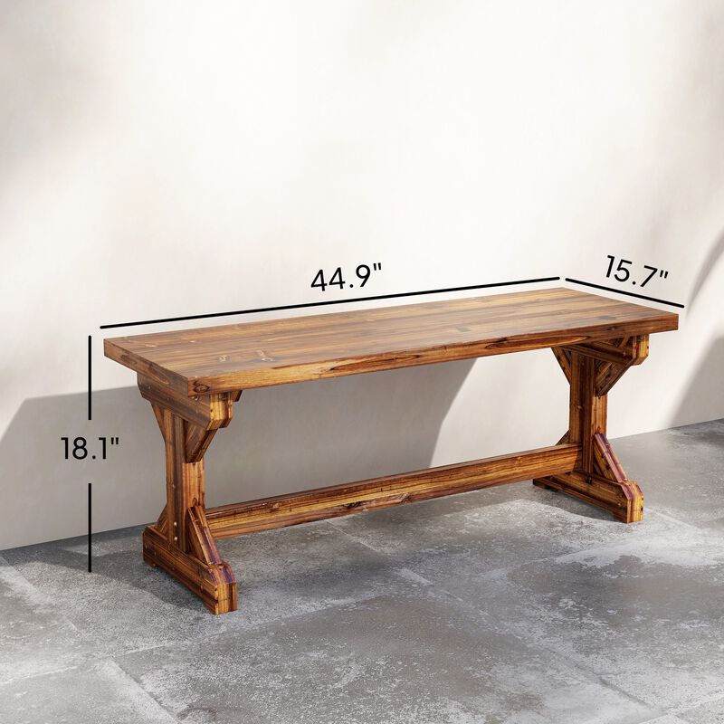 Hivvago Backless Wooden Patio Bench with X Base image number 2