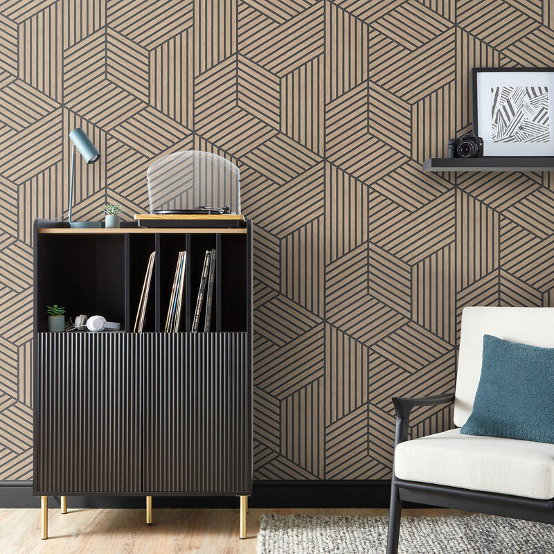 Gerrit Light Brown Geometric Panel Wallpaper image number 1