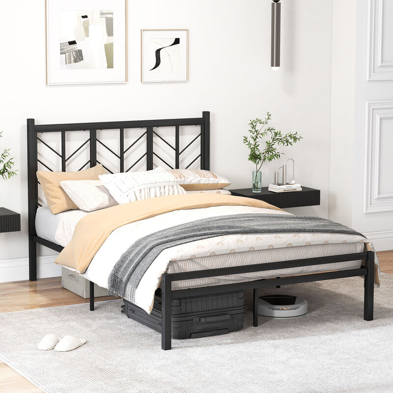Metal Frame Platform Bed with Headboard, Sturdy and Stylish Design for Maximum Support and Comfort
