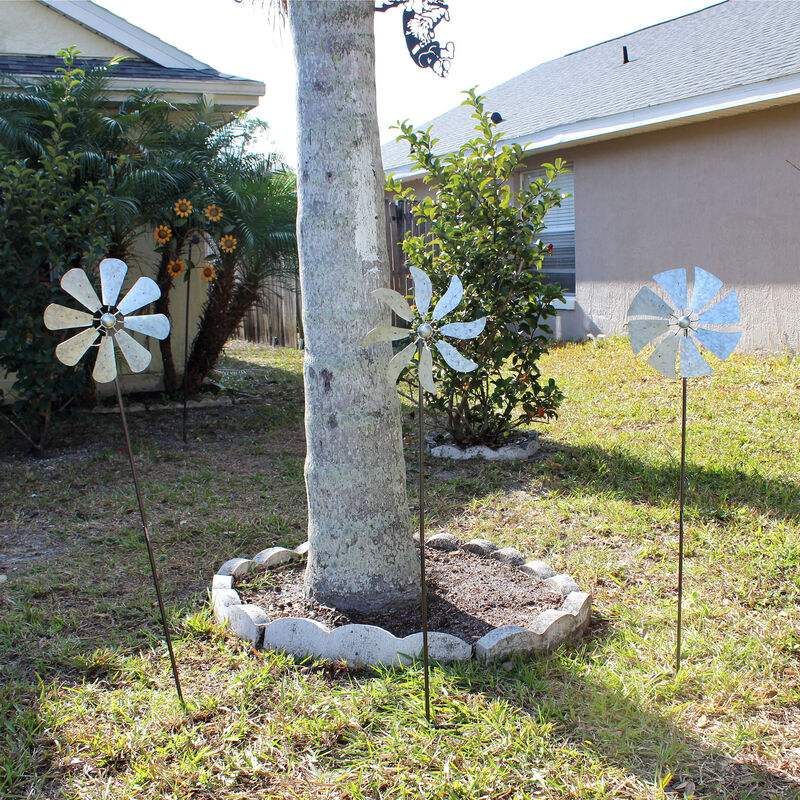 41 Inch Metal Kinetic Wind Spinner Garden Stakes Outdoor Decorations Set of 3 image number 4