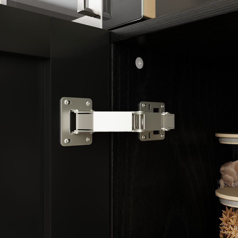 FUFU&GAGA Modern Storage Cabinet with 2 Adjustable Shelves, Solid Wood Legs & Embossed Laminate Finish