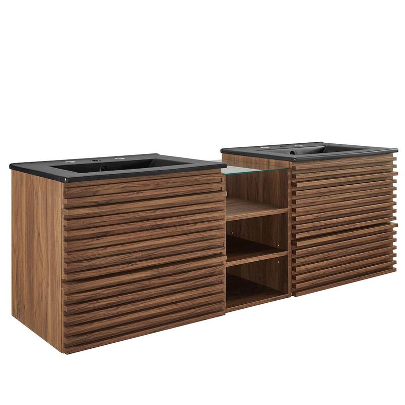 Modway Render 62 Wall-Mount Double Sink Bathroom Vanity