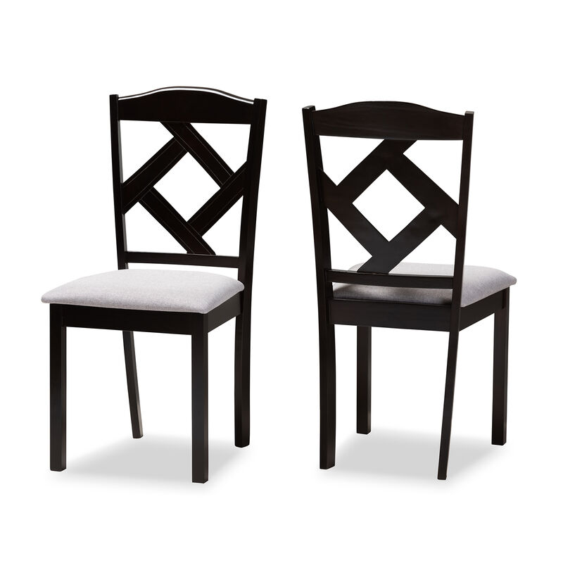 Baxton Studio Ruth Modern Grey Fabric Upholstered Dining Chairs Set of 2