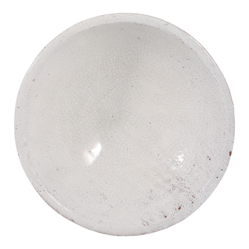 12" Crackle Finish Bowl, White image number 5