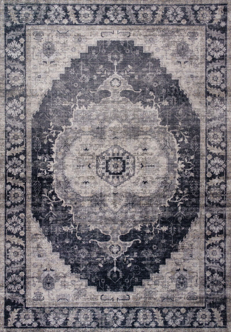 5 x 8 Black and gray Oriental Area Rug image number 0
