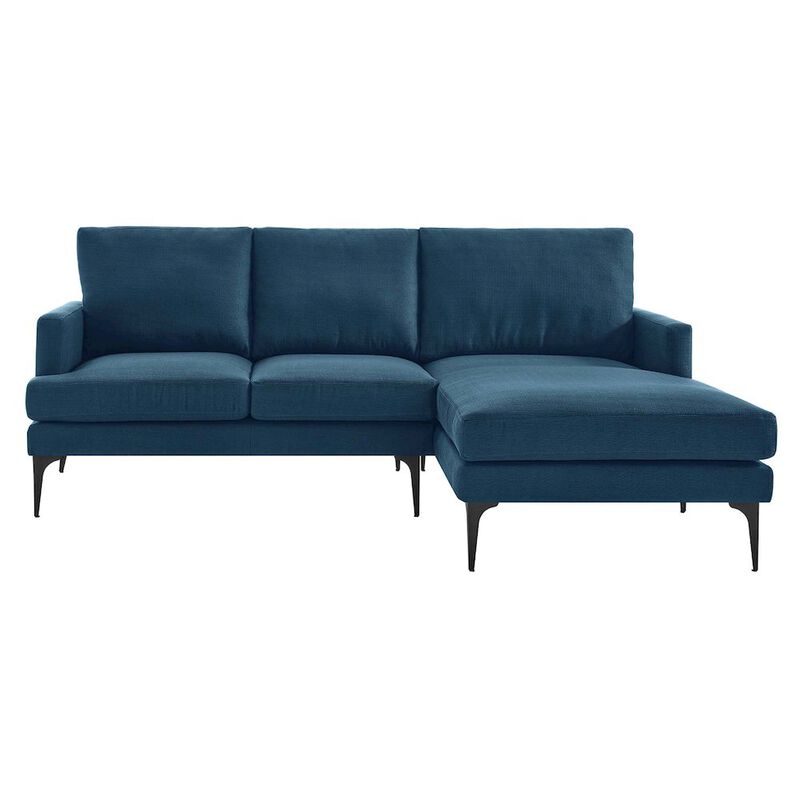 Modway Evermore Right-Facing Metal and Fabric Sectional Sofa in Azure Blue image number 4