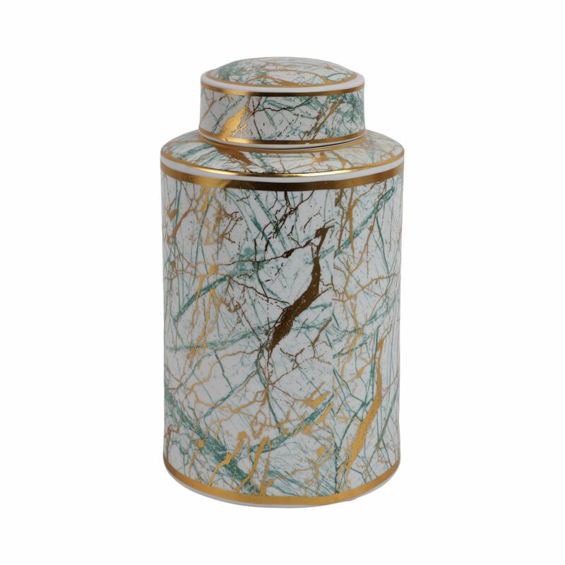 Ceramic 12" Jar With Gold Lid image number 2