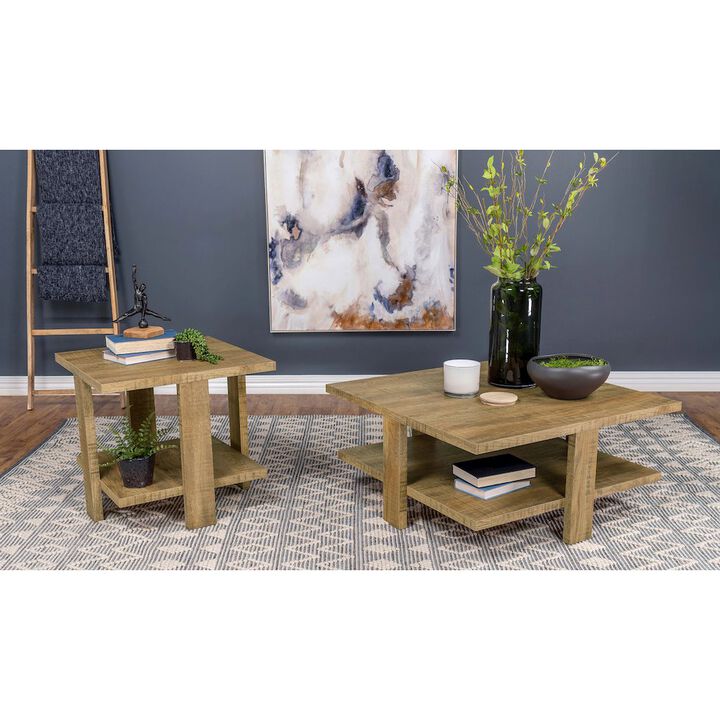 Plethoria Home Mango Square Coffee Table with Shelf