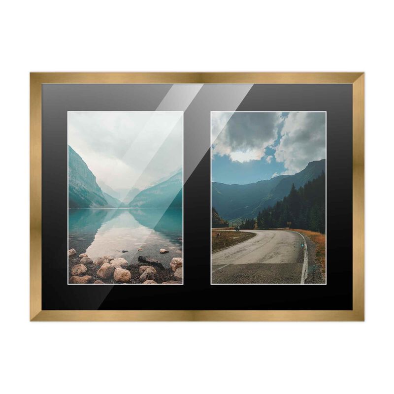 8x10 Wood Collage Frame with Black Mat for 2 4x6 Pictures