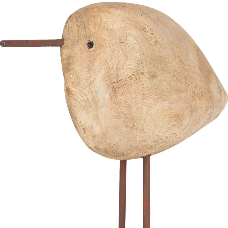 HomeRoots 11" Brown Solid Wood And Iron Bird Abstract Tabletop Sculpture image number 2