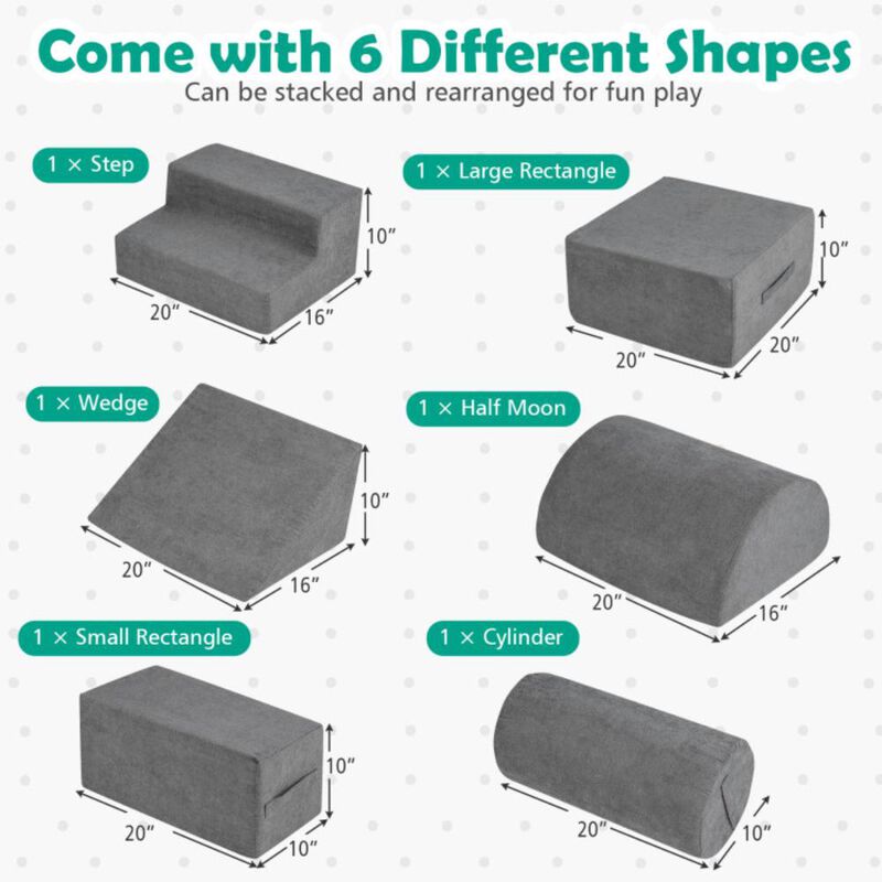 Hivvago 6-Piece Baby Climbing Blocks with 30D High-Density Foam and Carrying Handles