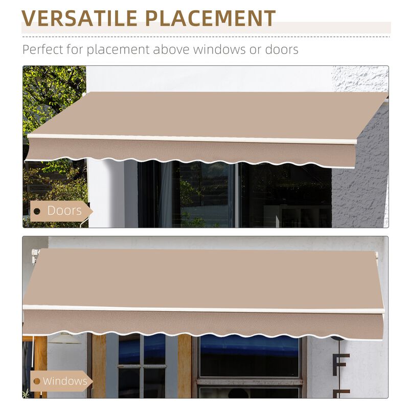 Brown Patio Shield: 12'x10' Manual Retractable Awning for Outdoor Spaces