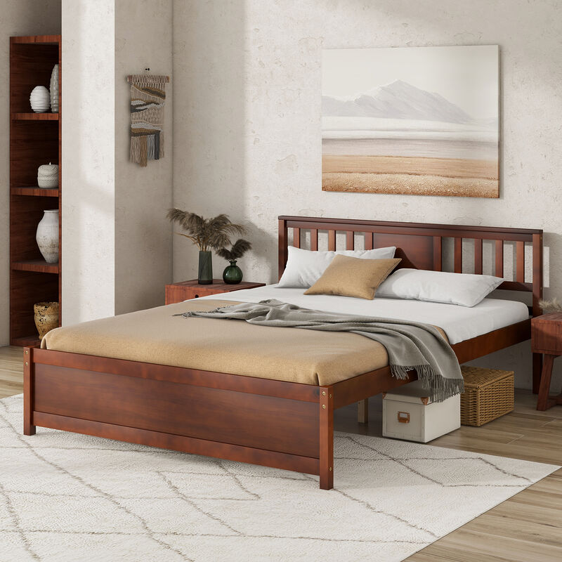 Wooden Platform Bed with Headboard and Slat Support, Sturdy Frame for a Comfortable and Stylish Bedroom