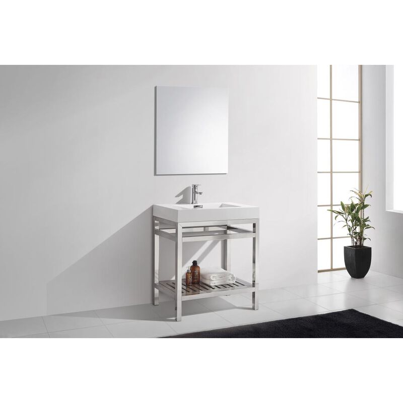 Kubebath Cisco 30 Stainless Steel Console with Acrylic Sink - Chrome