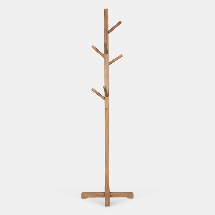 Hiya Freestanding Hat, Coat Rack, 8 Branch Hooks, Teakwood