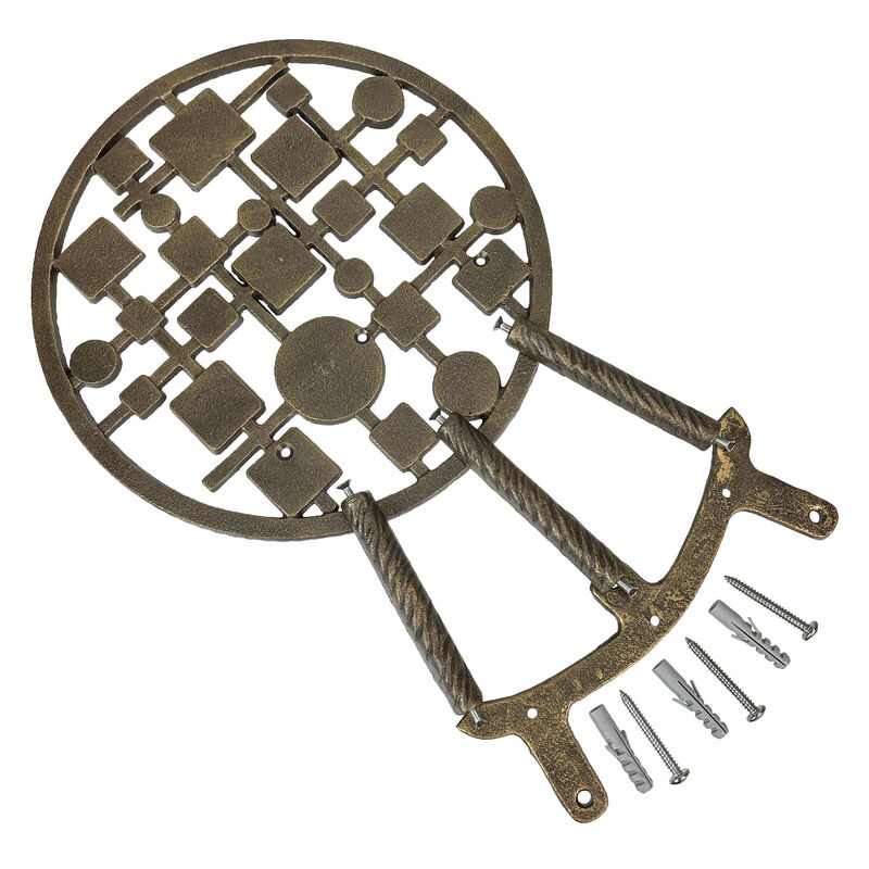 MCM Circles & Squares Cast Iron Hose Holder &ndash; Bronze Wall Mount image number 5