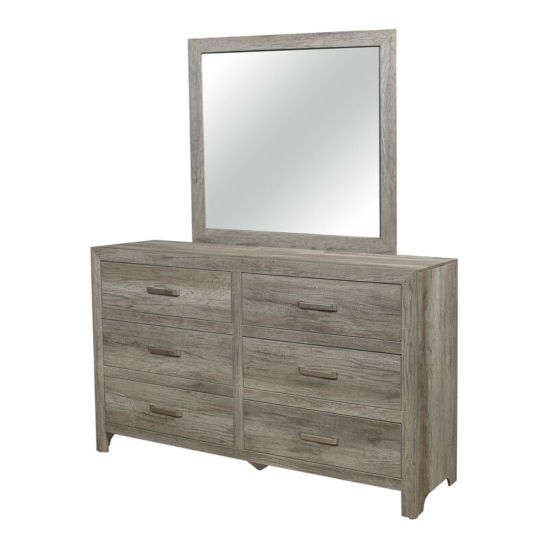 Kade 4 Pc Queen Size Bedroom Set, Slatted Panel Design, Weathered Gray Finish