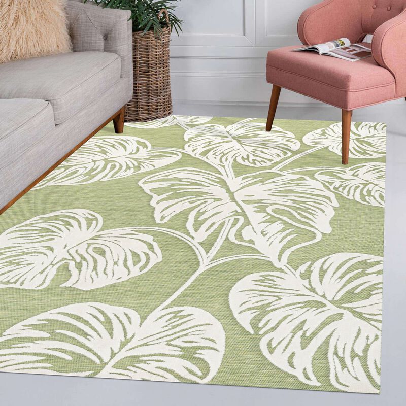 Tobago High-Low Two Tone Monstera Leaf Area Rug